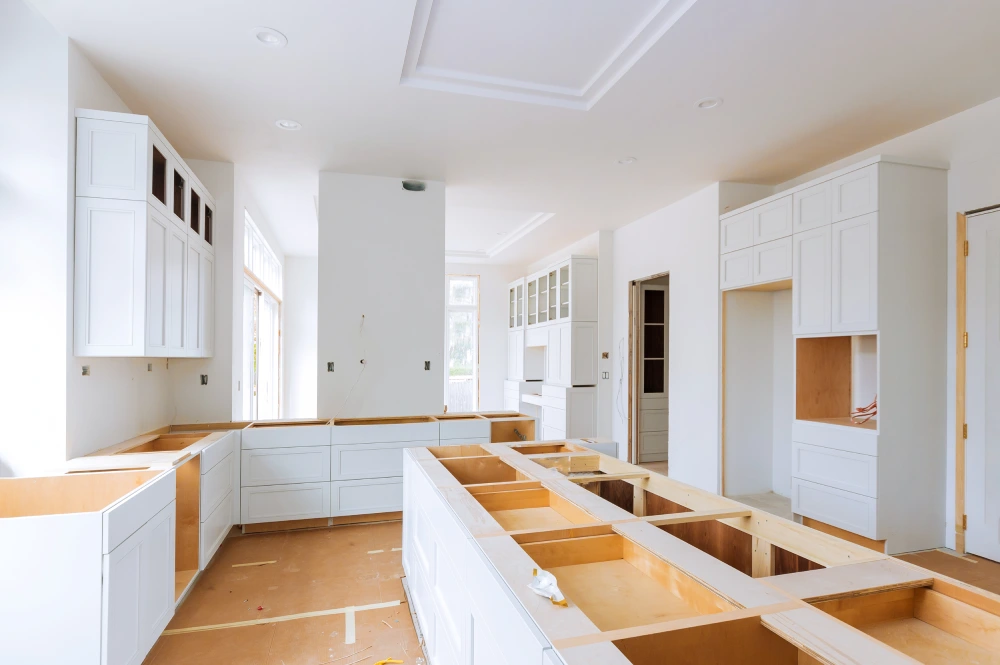 Custom kitchen cabinet installation with base units in modern Melbourne